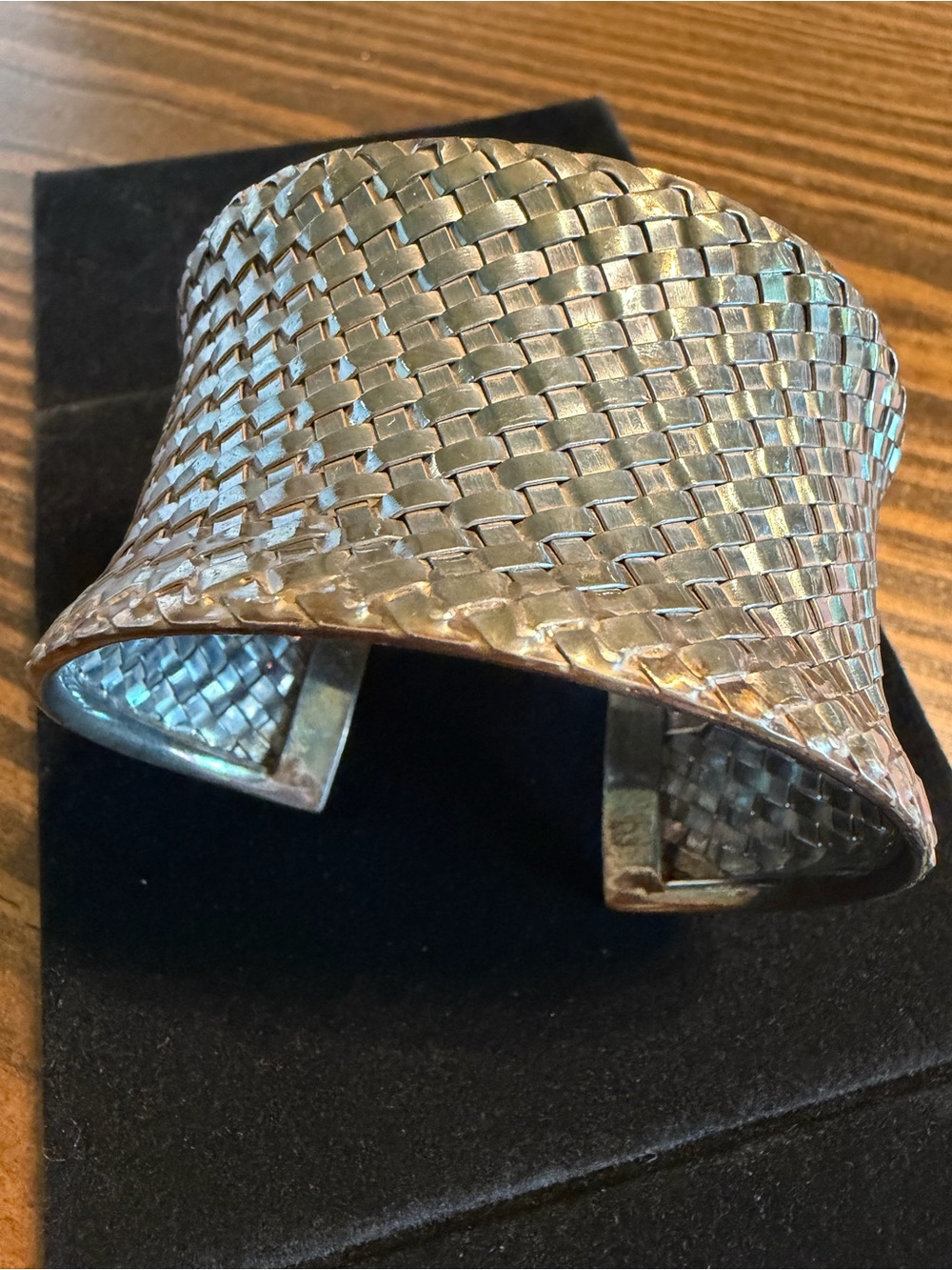 VINTAGE Desak Nyoman Suarti 925 BA Indonesia basket weave cuff bracelet 65g